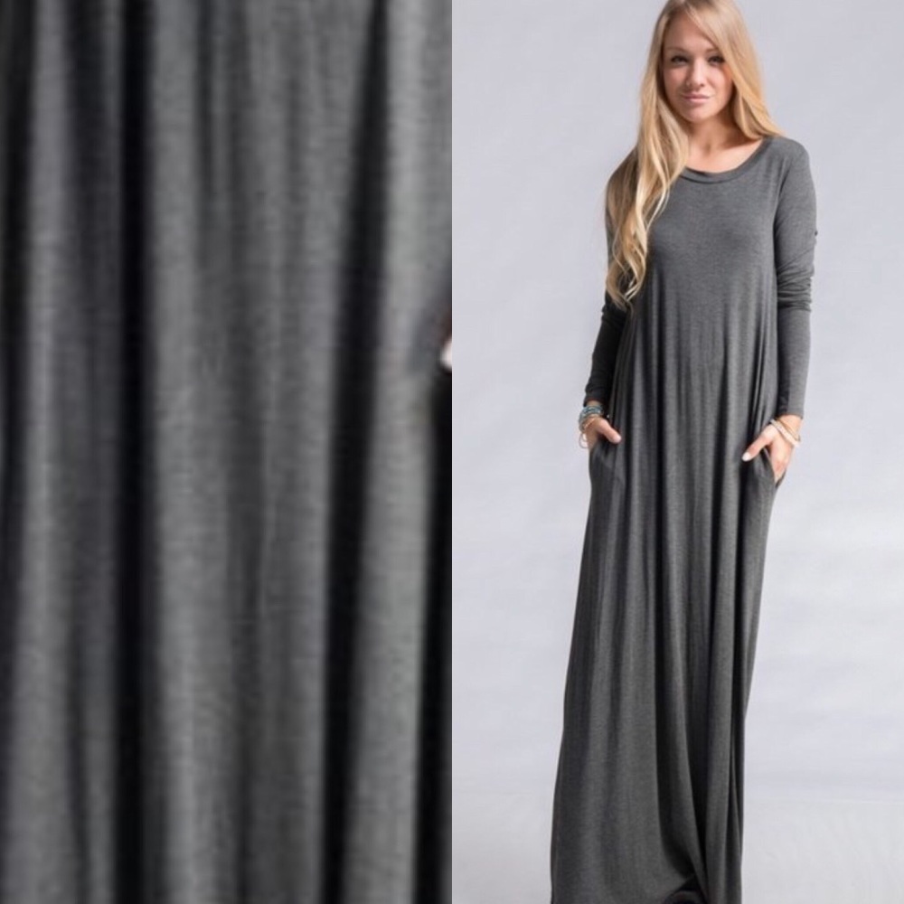 Black Long Sleeve Maxi Dress - Picture 3 of 7