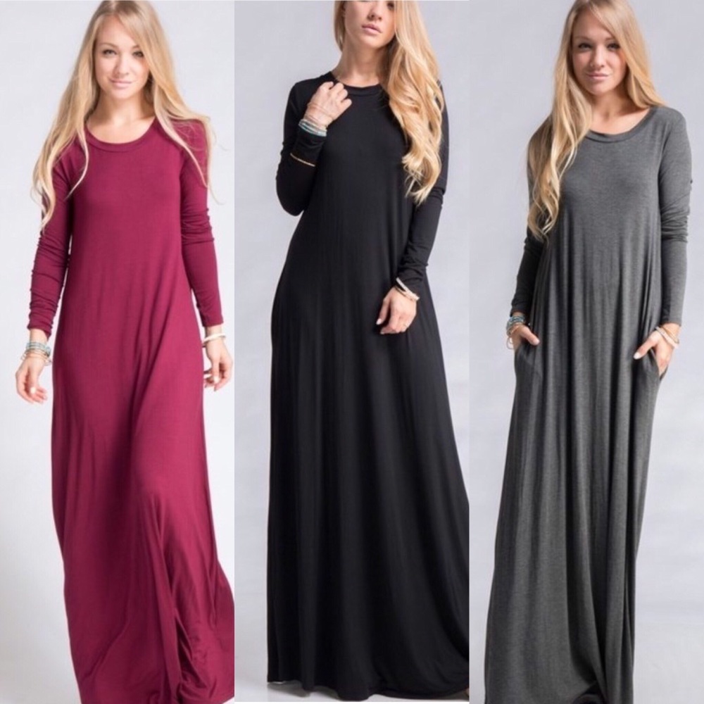 Black Long Sleeve Maxi Dress - Picture 5 of 7