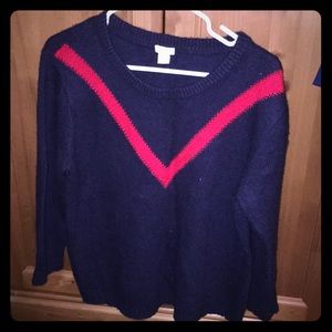 J. Crew Sweater with red V detail in front
