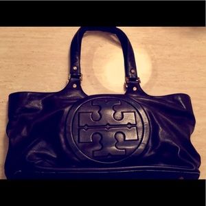 Tory Burch Authentic Bombe Black Leather Tote