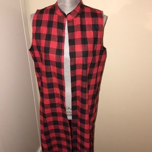 Buffalo plaid duster vest