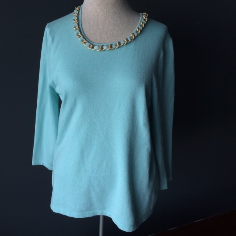 X J. McLaughlin gold chain sweaterknit top - Picture 1 of 6