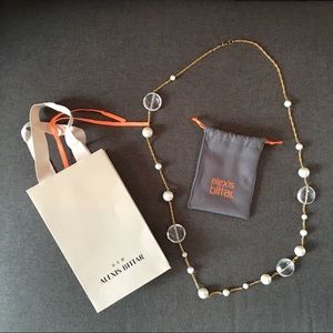 Alexis Bittar gold and pearl long strand necklace