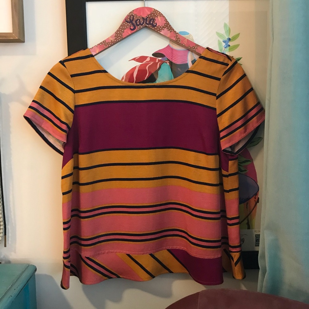Magenta and Gold silk swing top