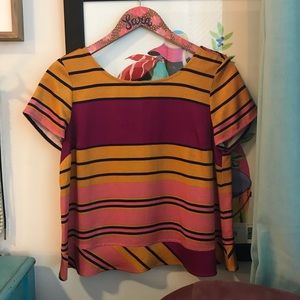 Magenta and Gold silk swing top