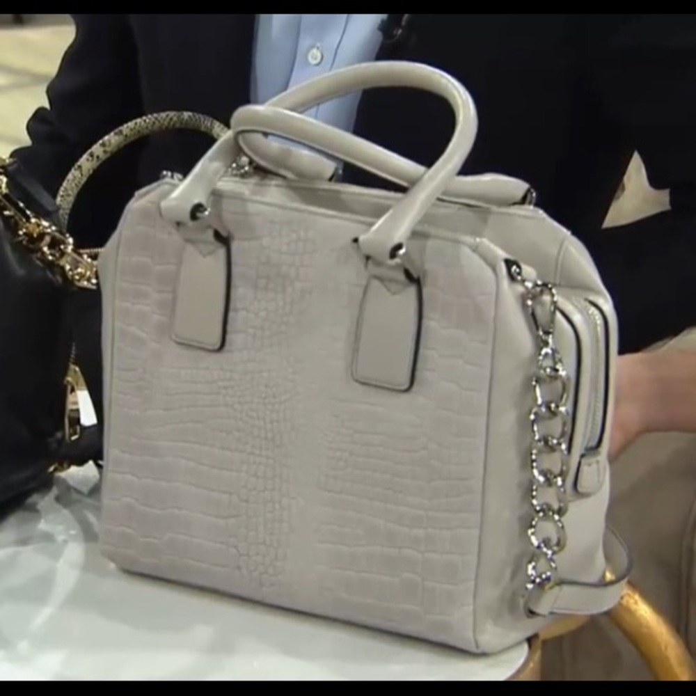 NWT Marc Fisher "Kyra" gray leather satchel.
