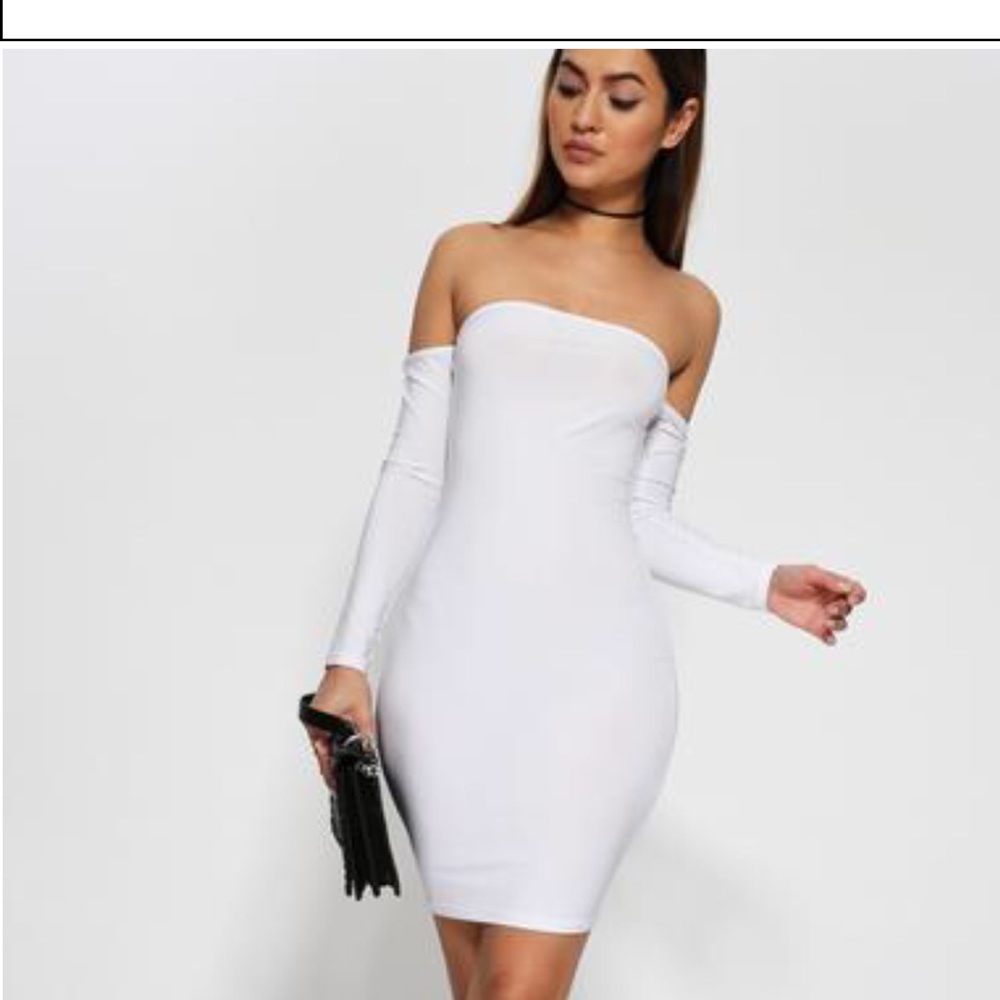 White Off Shoulder Bodycon Dress
