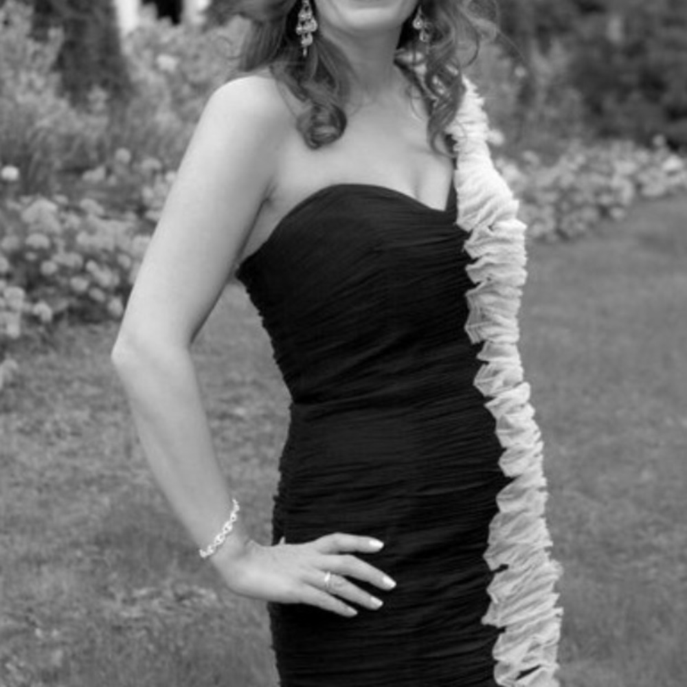 Jovani black and white one shoulder gown