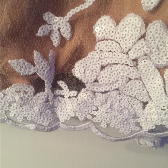 Open Back Lace & Sequin Mini Shift Dress - Picture 4 of 6