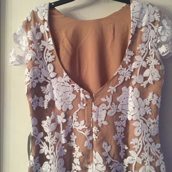 Open Back Lace & Sequin Mini Shift Dress - Picture 5 of 6