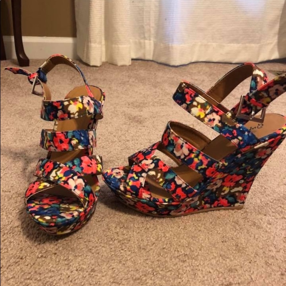 Floral wedges. Worn once.