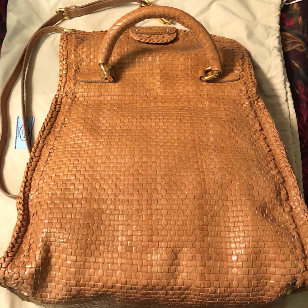 PRADA Woven Leather Madras Bag | NWT - Picture 5 of 8