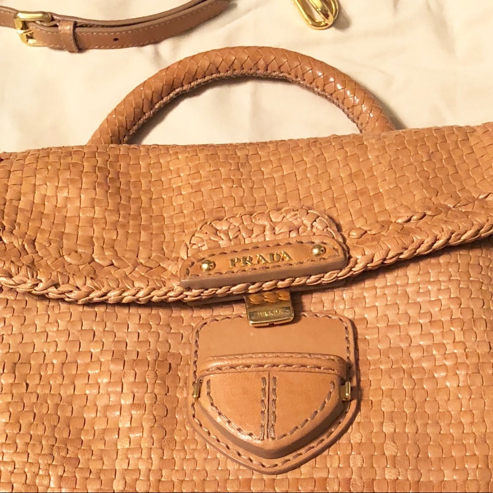 PRADA Woven Leather Madras Bag | NWT - Picture 7 of 8