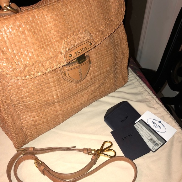 PRADA Woven Leather Madras Bag | NWT - Picture 3 of 8