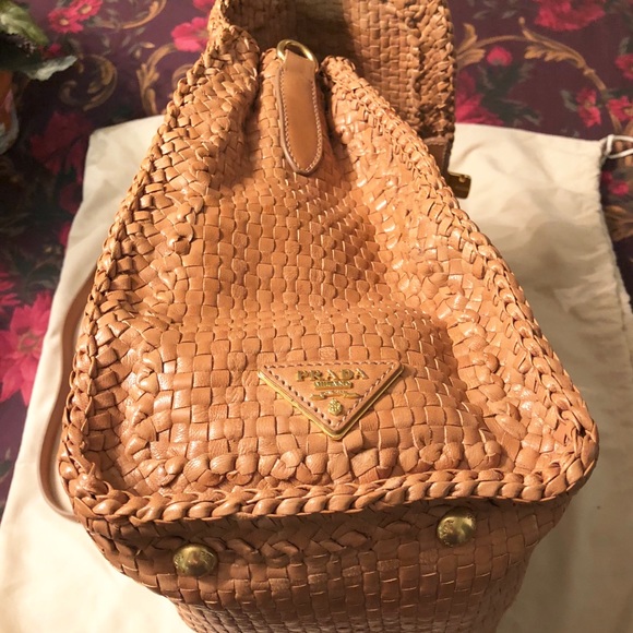 PRADA Woven Leather Madras Bag | NWT - Picture 8 of 8