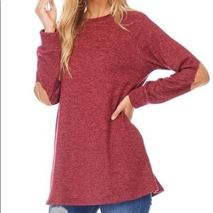 Burgundy Sweater with Elbow Patch