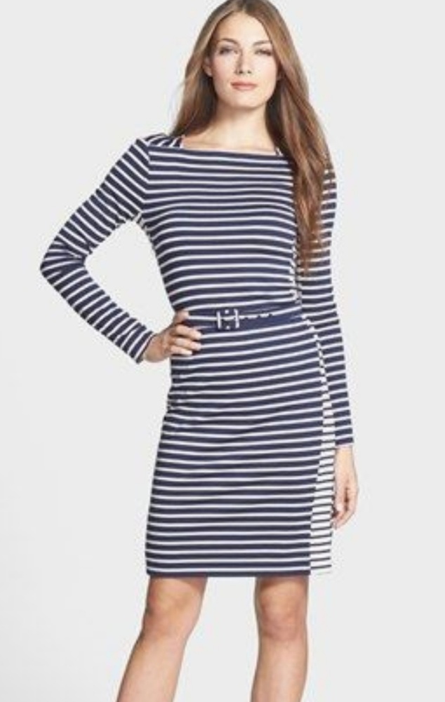 Tory Burch Striped 3/4 sleeve knit dress