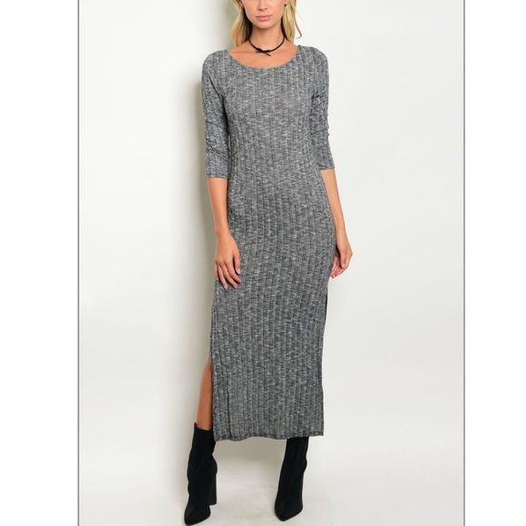 Charcoal ribbed knit dress - Picture 4 of 4