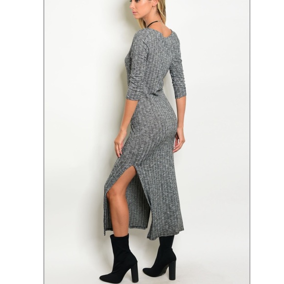 Charcoal ribbed knit dress - Picture 3 of 4