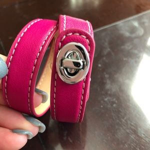 Coach hot pink leather bracelet