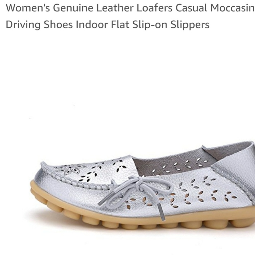 SILVER LEATHER MOCCASIN  NWOT