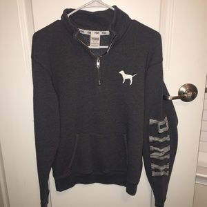 gray victoria’s secret pink quarter zip