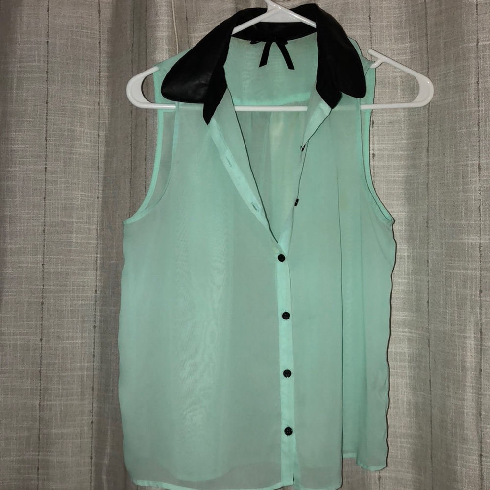 Blue button up tank