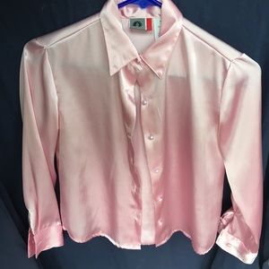 Silky pink collared shirt