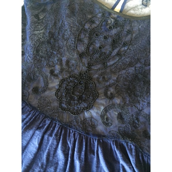 Sheer Lace w/ Embellished Beading Top - Picture 2 of 6