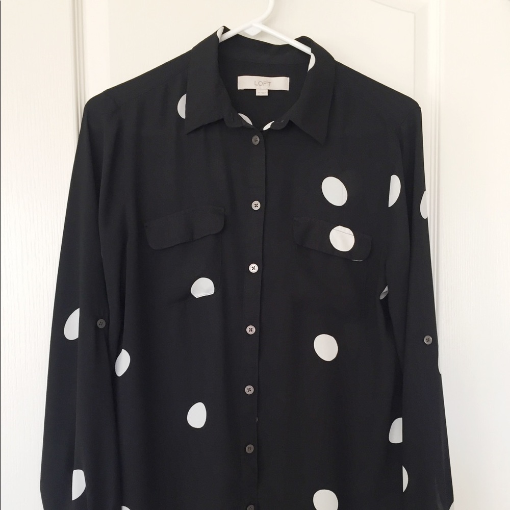LOFT black with white polka dots blouse.