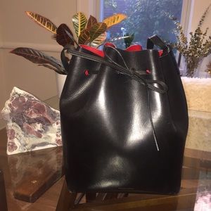 Authentic Mansur Gabriel Black/Red Bucket Bag