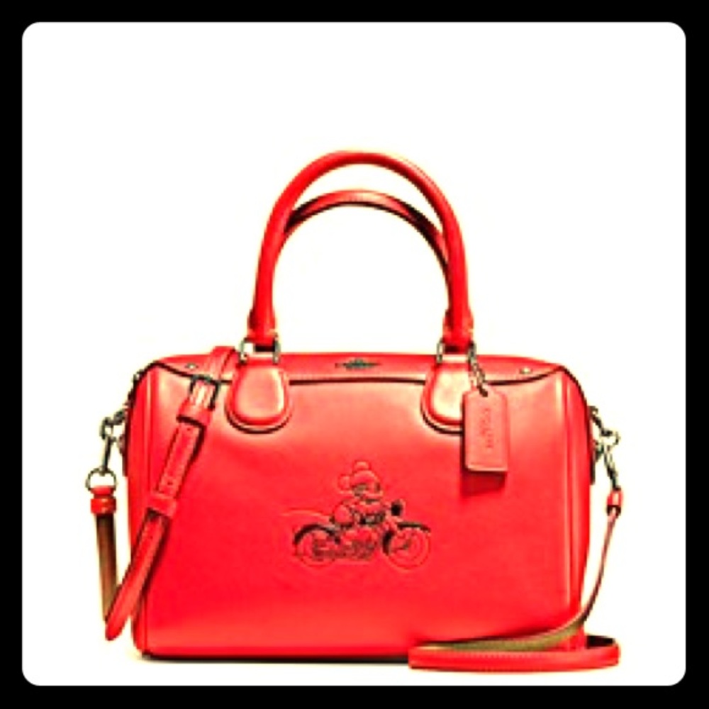 Coachxdisney mickey satchel in red