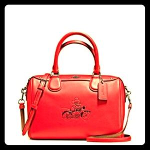 Coachxdisney mickey satchel in red