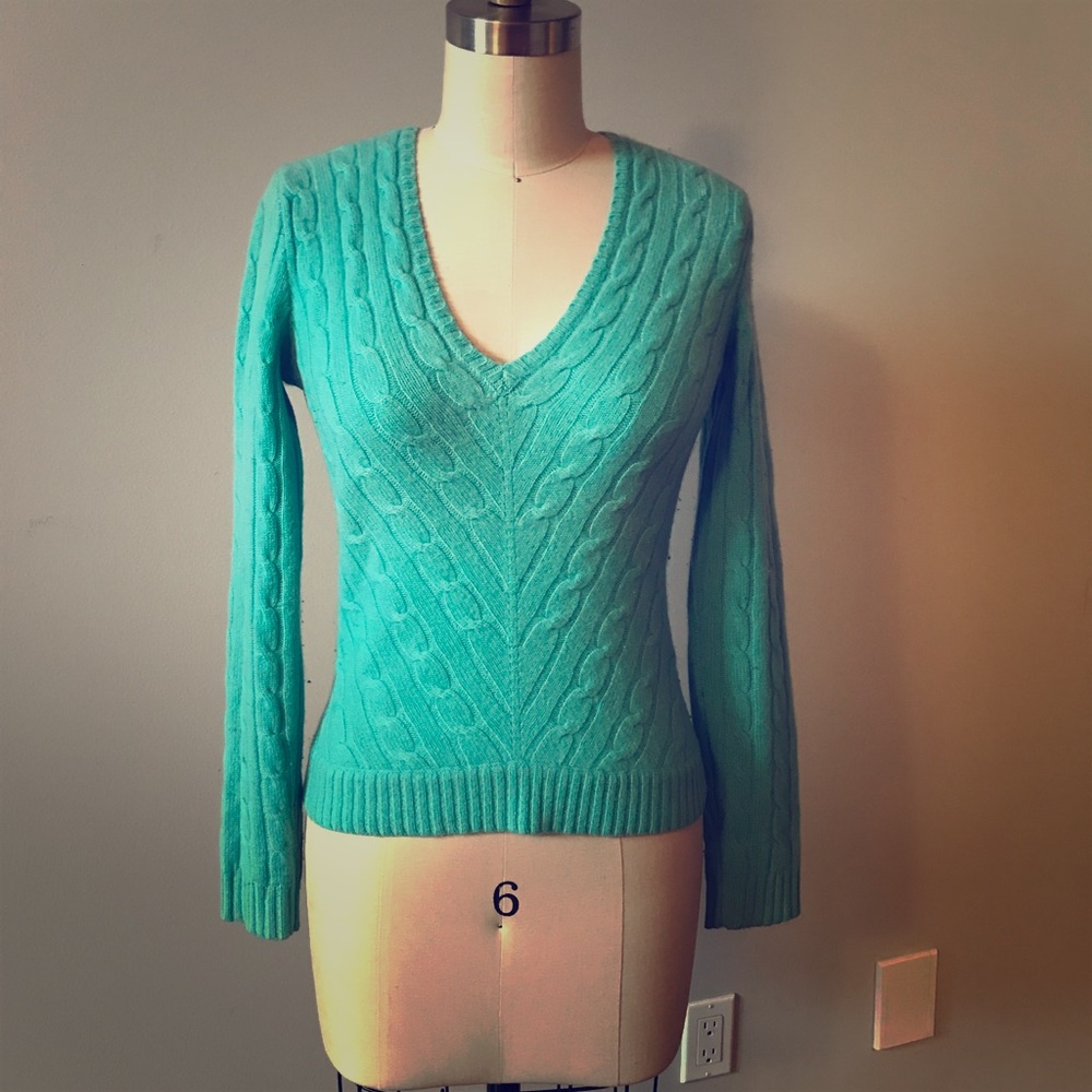 Ralph Lauren Turquoise cashmere knit sweater