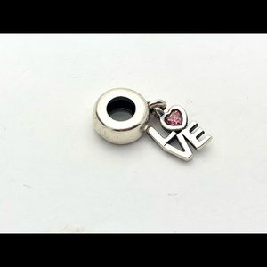 LOVE Sign w/ Pink CZ 925 ALE Pandora Charm