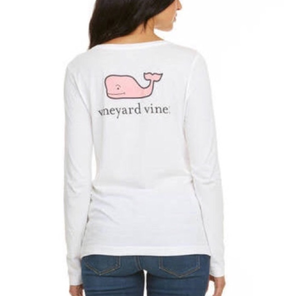 Long-Sleeve White Vineyard Vines Logo