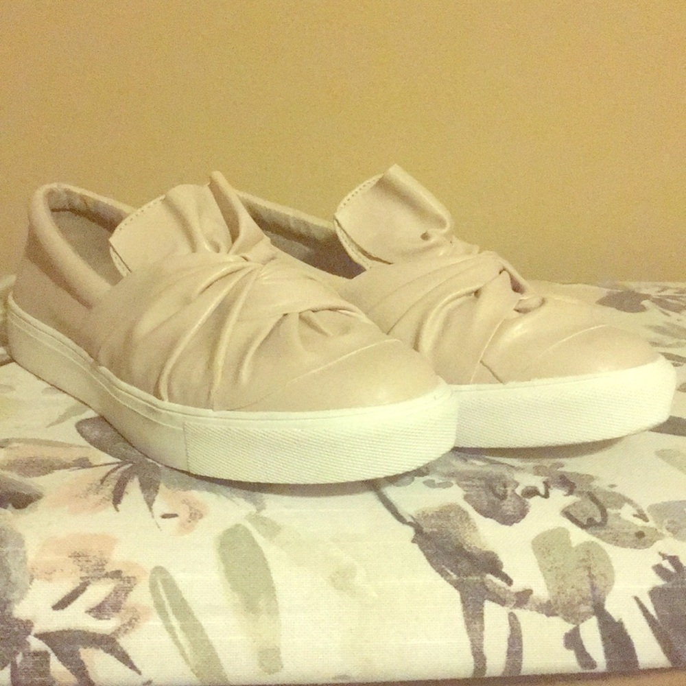 Nude leather slip on sneakers