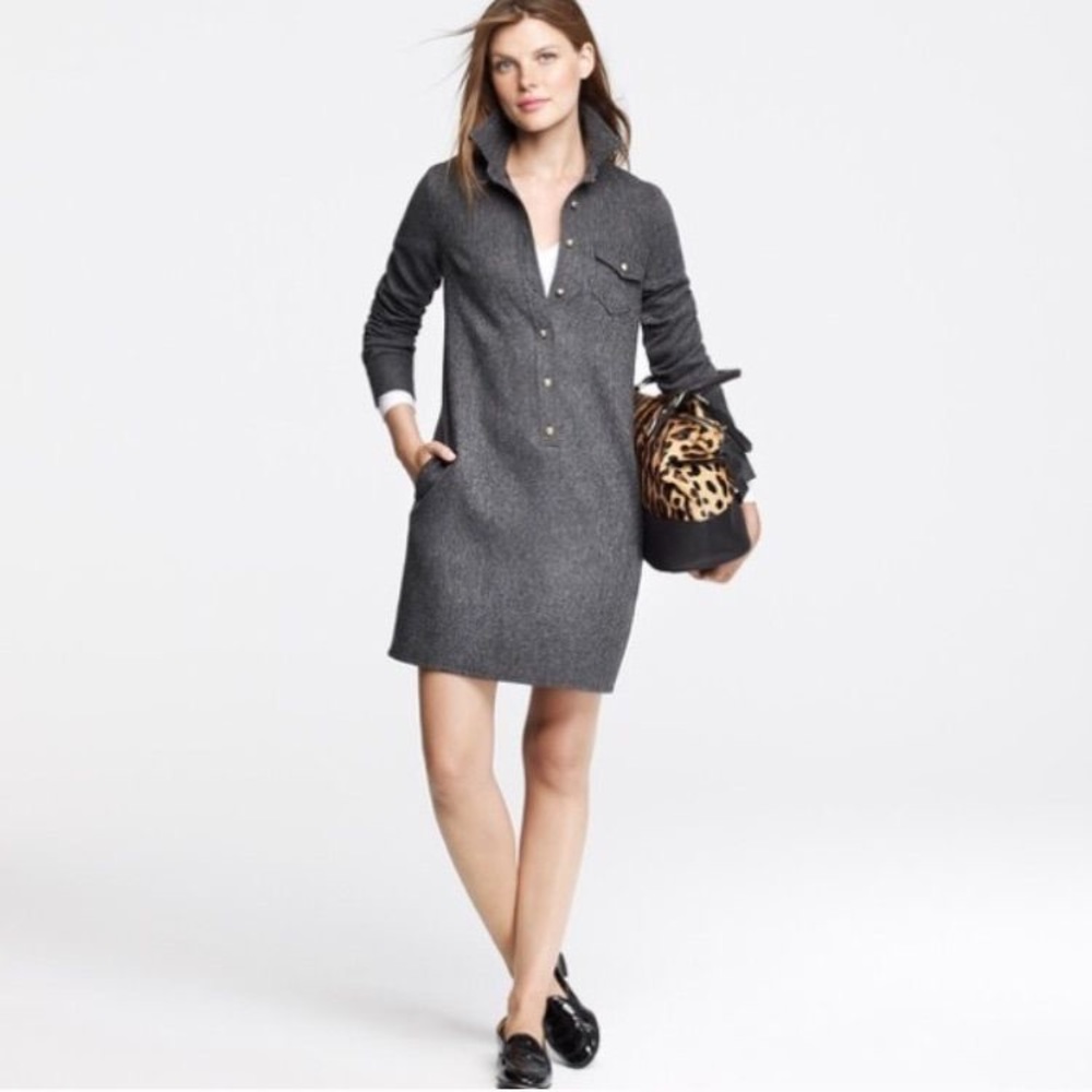 BNWOT JCREW TWEED HERRINGBONE SHIRTDRESS SIZE 8