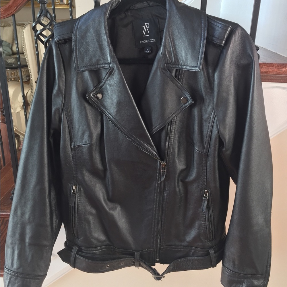 RACHEL ZOE LEATHER BIKERS JACKET