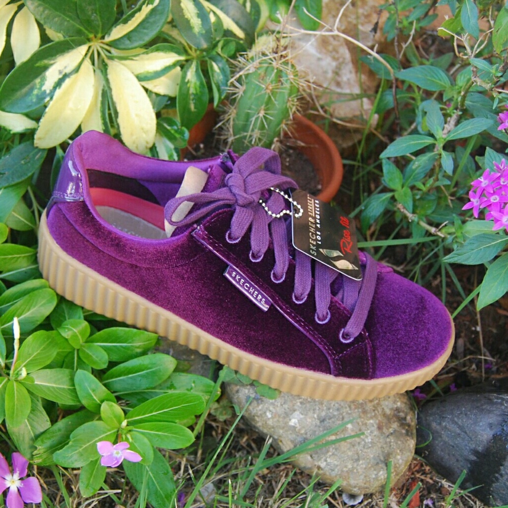Womens SKECHERS Street Mila Sneakers Velvet Purple - Picture 2 of 5