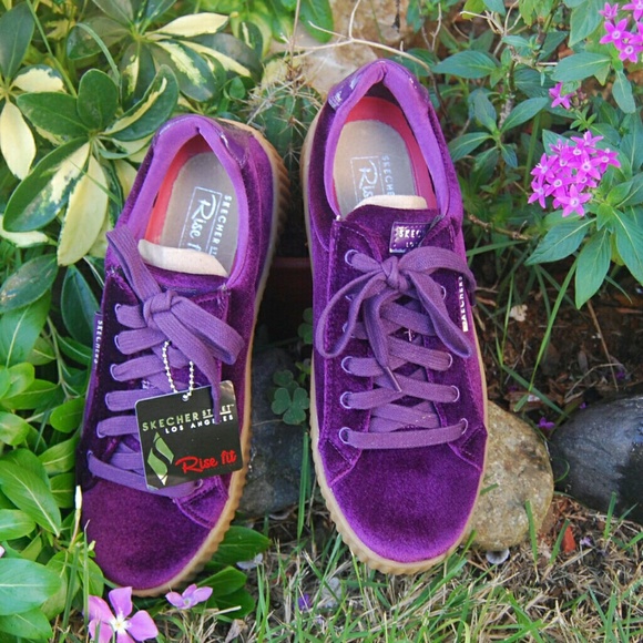 Womens SKECHERS Street Mila Sneakers Velvet Purple - Picture 3 of 5