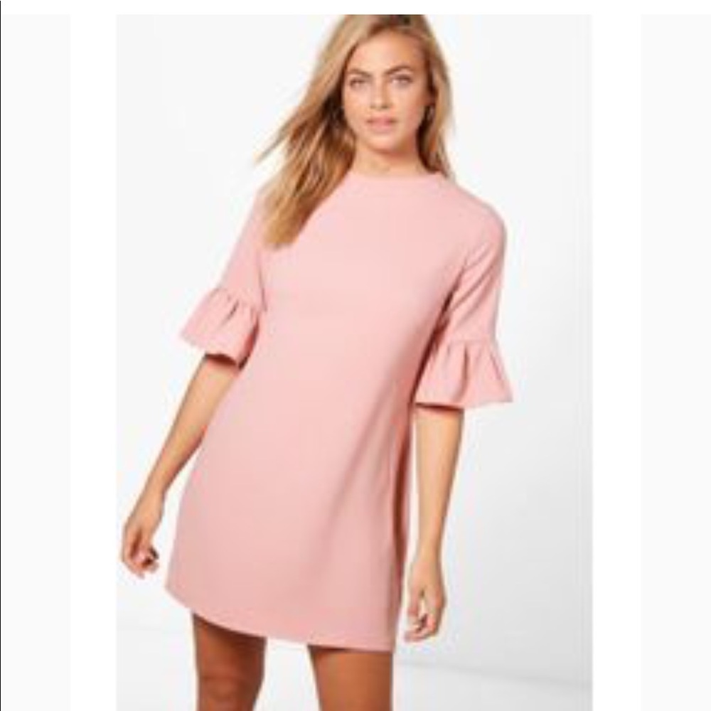 NWT- pink ruffle sleeve shift dress