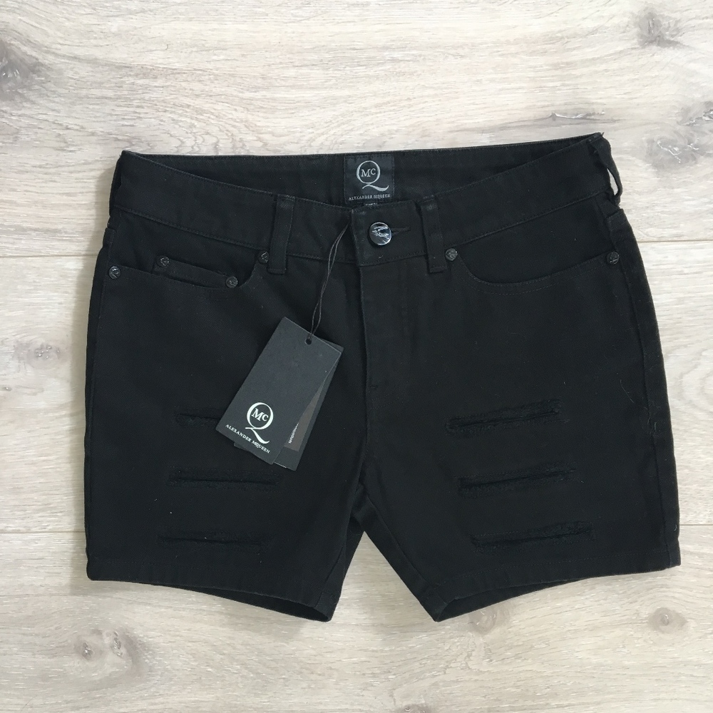 McQ Alexander McQueen Black Denim Shorts