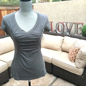BCBG Slate Grey Ruched Design Tunic