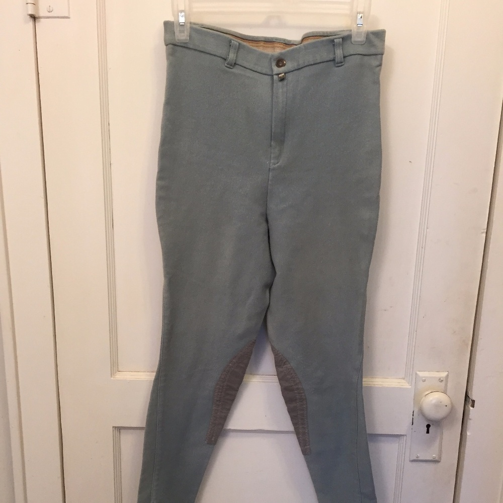 Light Blue Front Zip High Waisted Breeches
