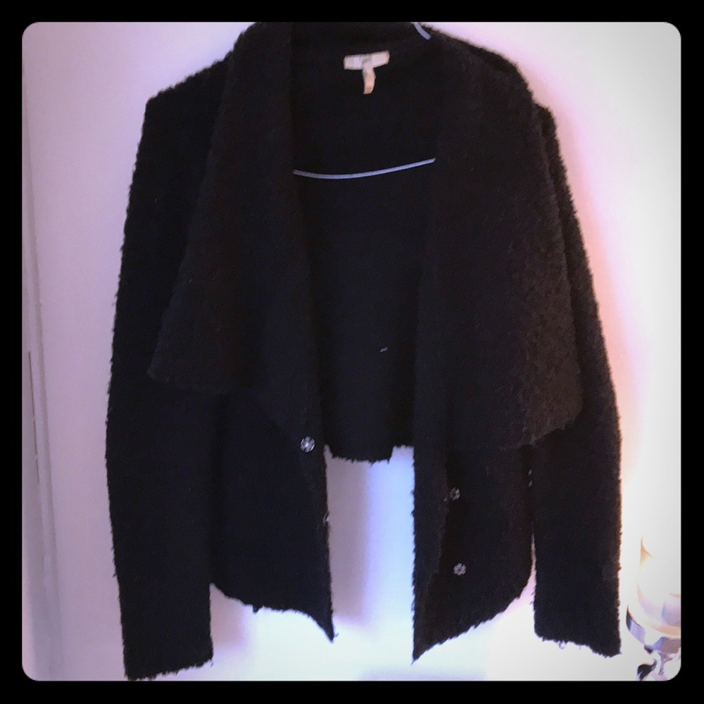 Joie black knit crepe crop jacket