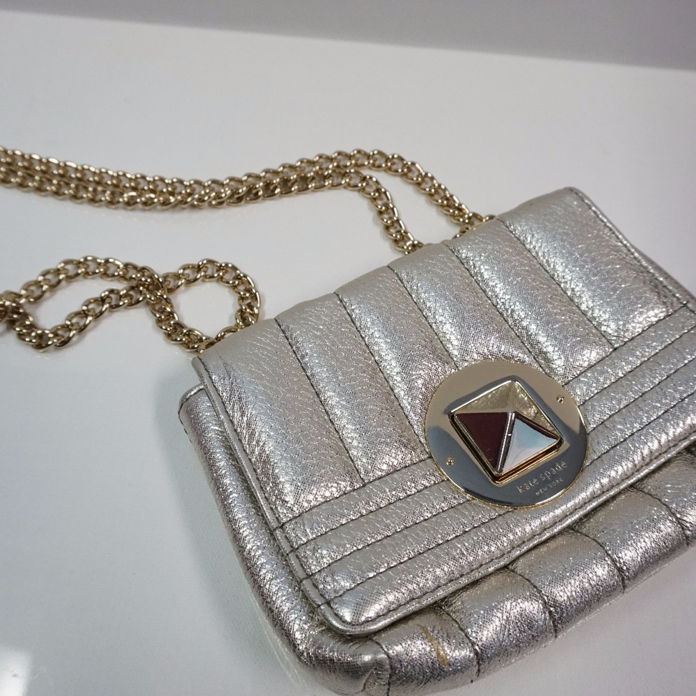 Kate Spade Quilted Metallic & Gold Chain Bag