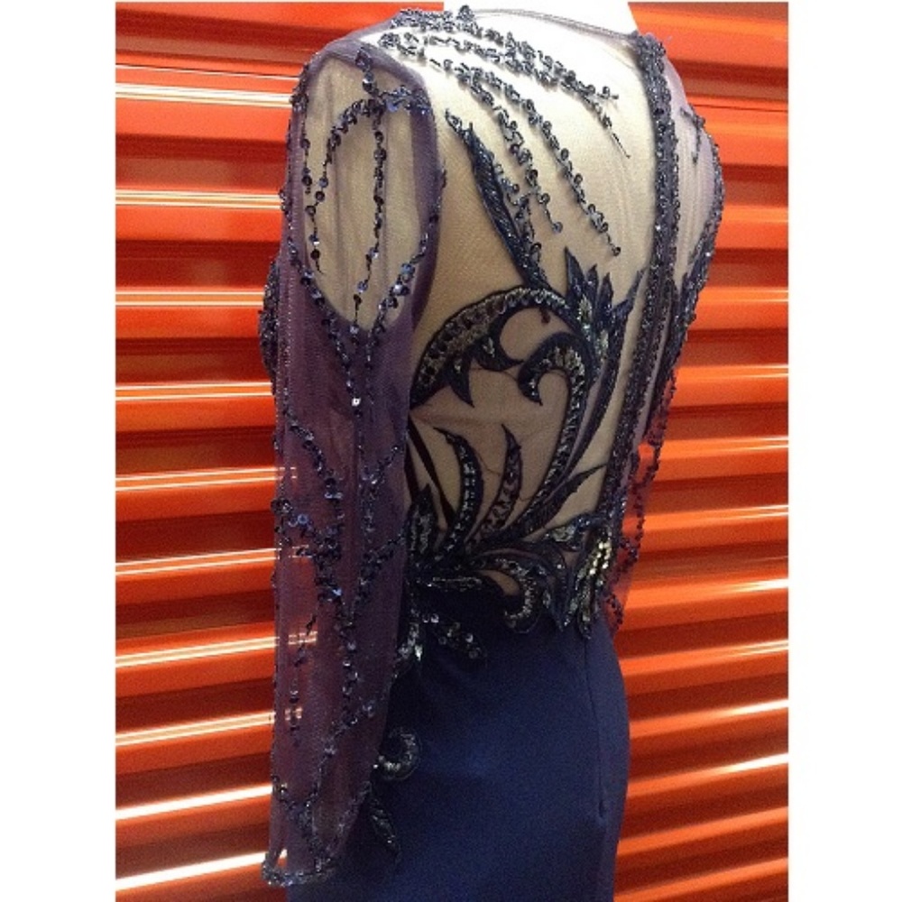 NEW Gown Party Prom Long Evening Dress Navy Blue - Picture 5 of 5