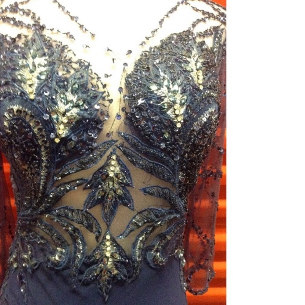 NEW Gown Party Prom Long Evening Dress Navy Blue - Picture 4 of 5