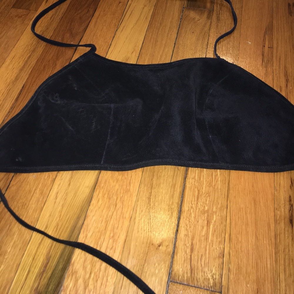 Vintage suede crop tie back top size M very CUTE!
